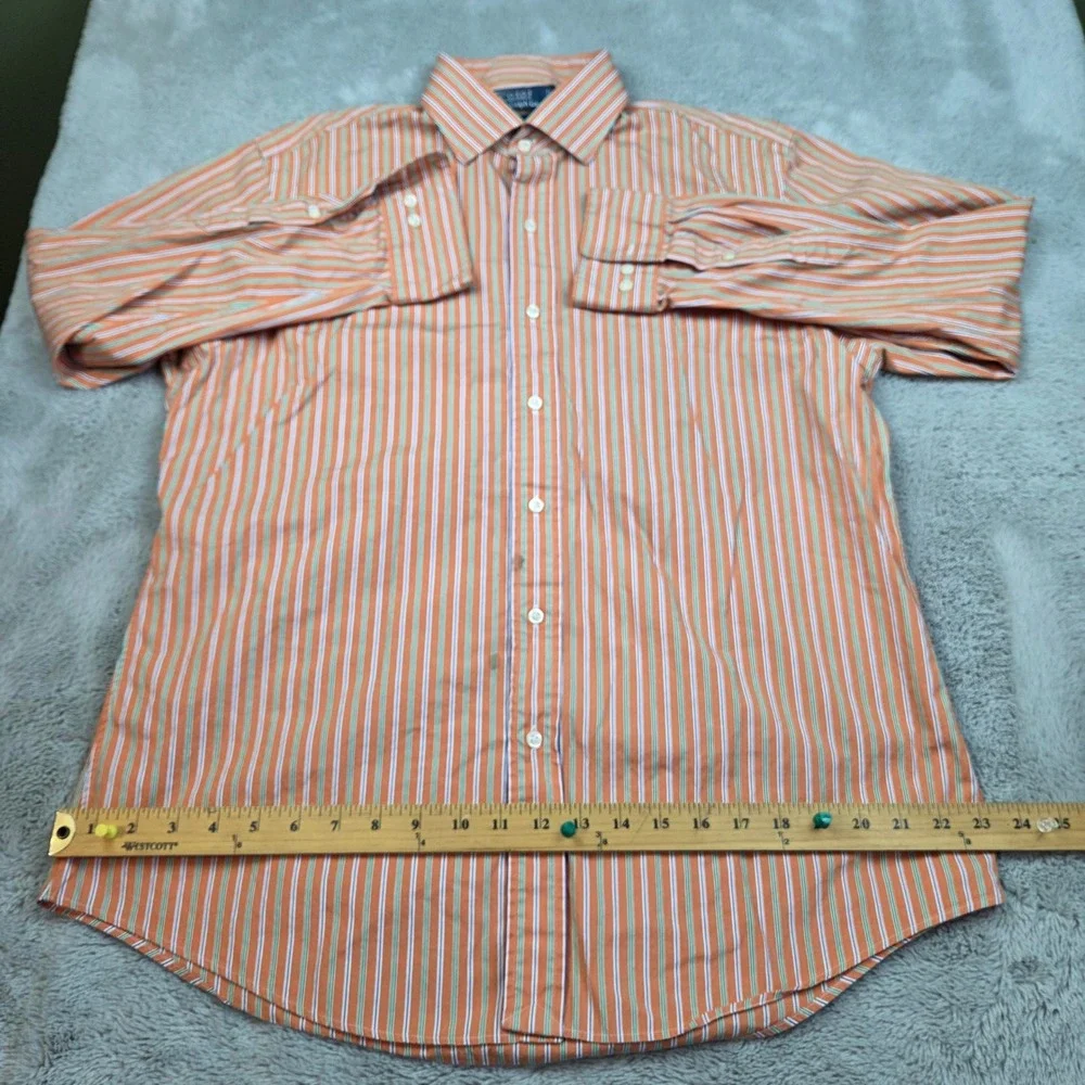 Polo Ralph Lauren Button Down Mens 16.5 Regent Custom Fit Striped Orange Multi
